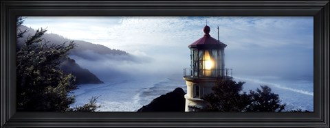 Framed Top of Heceta Head Lighthouse in the Mist, Oregon Print