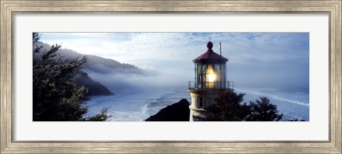 Framed Top of Heceta Head Lighthouse in the Mist, Oregon Print