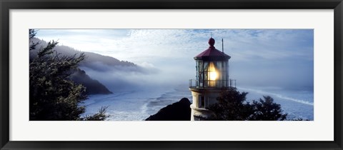 Framed Top of Heceta Head Lighthouse in the Mist, Oregon Print