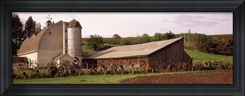 Framed Old barns, Palouse, Whitman County, Washington State Print