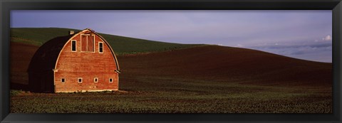 Framed Red Barn in a Field, Palouse, Washington State Print