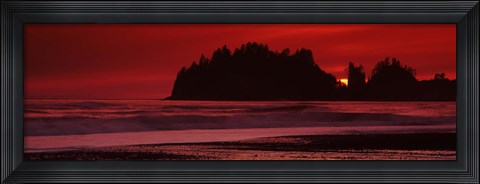 Framed Seastacks at sunset, Second Beach, Washington State Print
