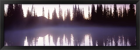 Framed Fog over a lake, Mt Rainier, Pierce County, Washington State Print