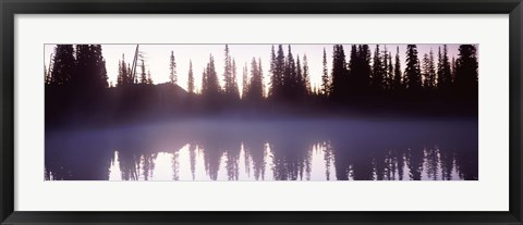 Framed Fog over a lake, Mt Rainier, Pierce County, Washington State Print