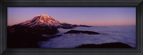 Framed Sea of clouds with mountains in the background, Mt Rainier, Pierce County, Washington State, USA Print