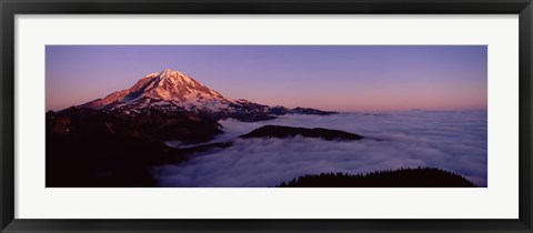 Framed Sea of clouds with mountains in the background, Mt Rainier, Pierce County, Washington State, USA Print