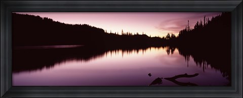 Framed Reflection of trees in a lake, Mt Rainier, Pierce County, Washington State Print