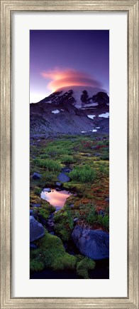 Framed Clouds over a snowcapped mountain, Mt Rainier, Washington State, USA Print