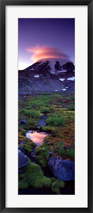 Framed Clouds over a snowcapped mountain, Mt Rainier, Washington State, USA Print