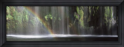 Framed Rainbow formed in front of waterfall in a forest, near Dunsmuir, California Print