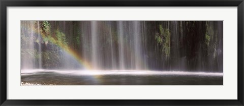 Framed Rainbow formed in front of waterfall in a forest, California, USA Print