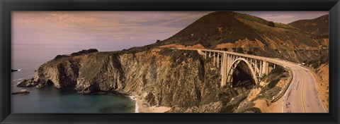 Framed Bridge on a hill, Bixby Bridge, Big Sur, California, USA Print