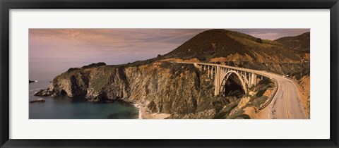 Framed Bridge on a hill, Bixby Bridge, Big Sur, California, USA Print