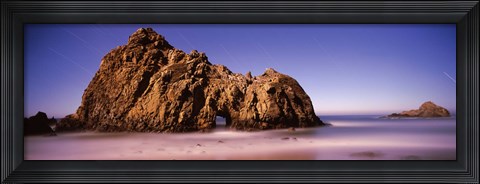 Framed Rock formation on the beach, one hour exposure, Pfeiffer Beach, Big Sur, California Print