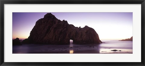 Framed Silhouette of a cliff on the beach, Pfeiffer Beach, Big Sur, California, USA Print