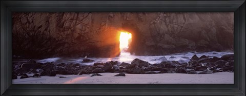 Framed Rock formation on the beach, Pfeiffer Beach, Big Sur, California Print