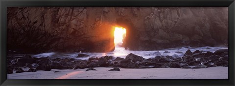 Framed Rock formation on the beach, Pfeiffer Beach, Big Sur, California Print