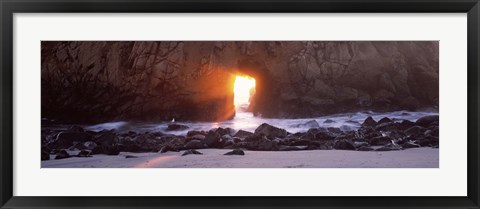 Framed Rock formation on the beach, Pfeiffer Beach, Big Sur, California Print