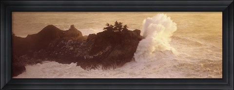 Framed High angle view of waves breaking at the coast, Big Sur, California, USA Print