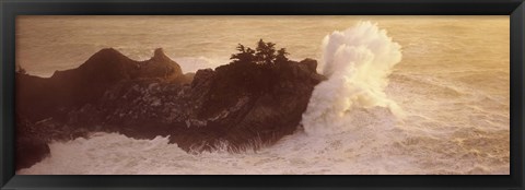 Framed High angle view of waves breaking at the coast, Big Sur, California, USA Print