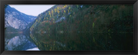 Framed Lake in front of mountains, Lake Toplitz, Salzkammergut, Austria Print