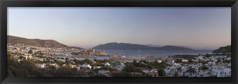 Framed High angle view of a town, The Castle of San Pedro, Bodrum, Aegean Sea, Turkey Print