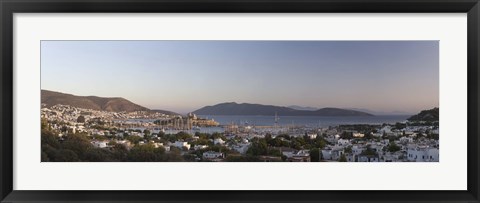 Framed High angle view of a town, The Castle of San Pedro, Bodrum, Aegean Sea, Turkey Print