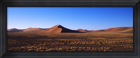 Framed Sand dunes in a desert, Sossusvlei, Namib Desert, Namibia Print