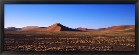 Framed Sand dunes in a desert, Sossusvlei, Namib Desert, Namibia Print