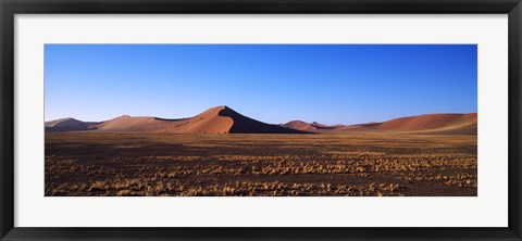 Framed Sand dunes in a desert, Sossusvlei, Namib Desert, Namibia Print