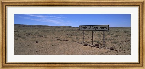 Framed Tropic Of Capricorn sign in a desert, Namibia Print
