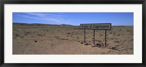 Framed Tropic Of Capricorn sign in a desert, Namibia Print