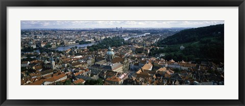 Framed Aerial view of Prague, Czech Republic Print