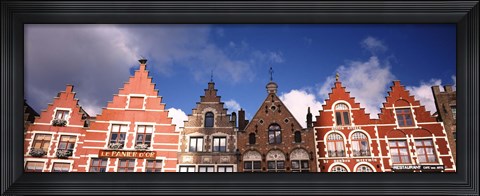 Framed Low angle view of colorful buildings, Main Square, Bruges, West Flanders, Flemish Region, Belgium Print