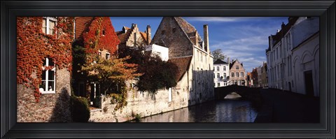 Framed Houses along a channel, Bruges, West Flanders, Flemish Region, Belgium Print