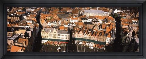 Framed Aerial view of a city, Bruges, West Flanders, Flemish Region, Belgium Print