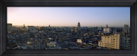 Framed High angle view of a city, Old Havana, Havana, Cuba (Blue and Purple Sky) Print