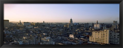 Framed High angle view of a city, Old Havana, Havana, Cuba (Blue and Purple Sky) Print