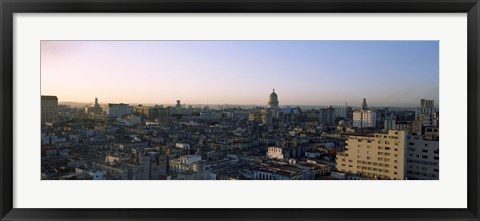 Framed High angle view of a city, Old Havana, Havana, Cuba (Blue and Purple Sky) Print