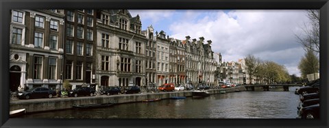 Framed Cars Parked along a Canal, Amsterdam, Netherlands Print