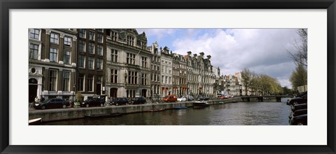 Framed Cars Parked along a Canal, Amsterdam, Netherlands Print