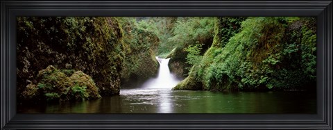 Framed Waterfall in a forest, Punch Bowl Falls, Eagle Creek, Hood River County, Oregon, USA Print