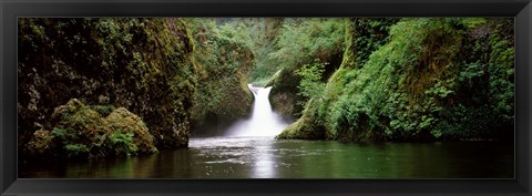 Framed Waterfall in a forest, Punch Bowl Falls, Eagle Creek, Hood River County, Oregon, USA Print