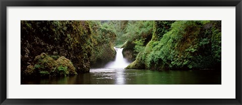 Framed Waterfall in a forest, Punch Bowl Falls, Eagle Creek, Hood River County, Oregon, USA Print