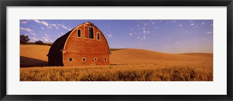Framed Old barn in a wheat field, Palouse, Whitman County, Washington State Print