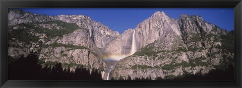 Framed Lunar rainbow over the Upper and Lower Yosemite Falls, Yosemite National Park, California, USA Print