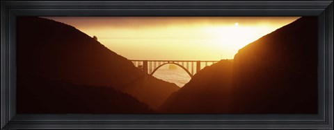 Framed Silhouette of a bridge at sunset, Bixby Bridge, Big Sur, California (horizontal) Print