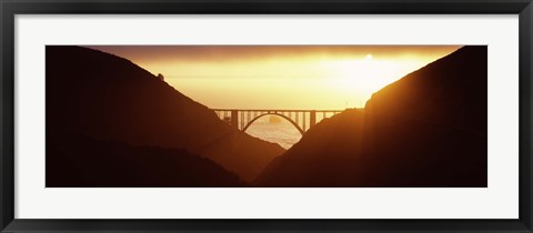 Framed Silhouette of a bridge at sunset, Bixby Bridge, Big Sur, California (horizontal) Print