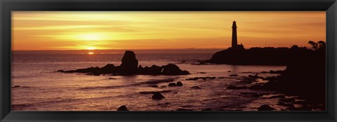 Framed Silhouette of Pigeon Point Lighthouse, California Print