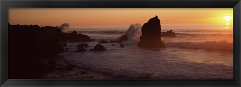 Framed Rocks in the sea, California, USA Print